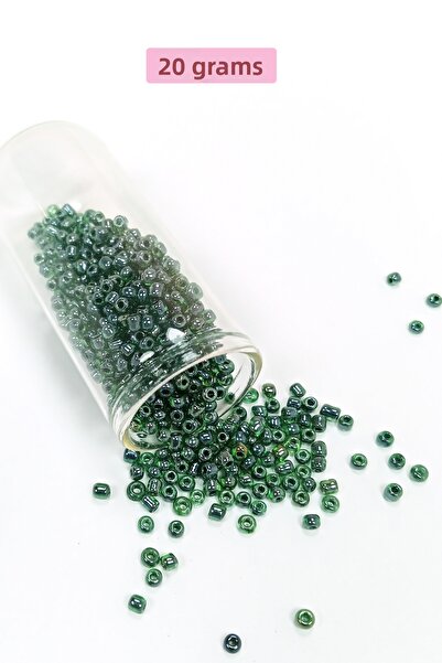 Royaleks Mărgele de nisip din sticlă turnată verde strălucitor - 3 mm, 20 gra...