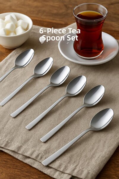 Depa طقم ملاعق شاي من الفولاذ المقاوم للصدأ مكون من 6 قطع