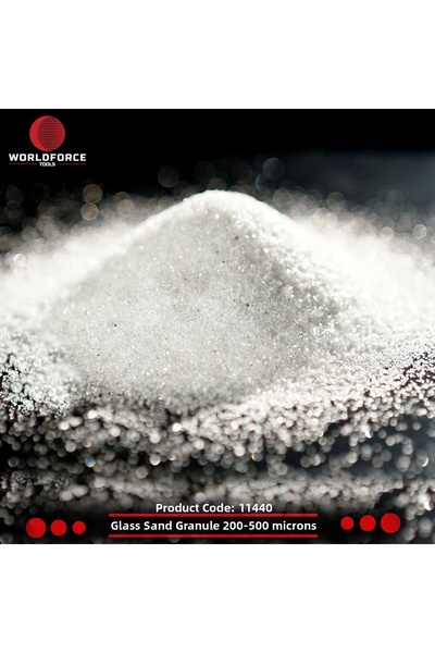 Worldforce رمل زجاجي حبيبي 25 كجم 500-1000 ميكرون لآلة السفع الرملي