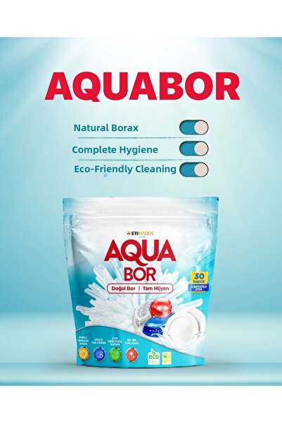ETİ MADEN Aquabor Dishwasher Tablet 30 Pieces Natural Dishwasher Tablet