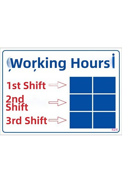 Ethab Ticaret لافتة تحذير ساعات العمل 25x35 الرمز:424