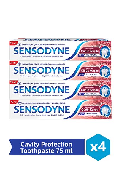Sensodyne معجون أسنان للحساسية + مضاد للتسوس 75 مل × 4 قطع