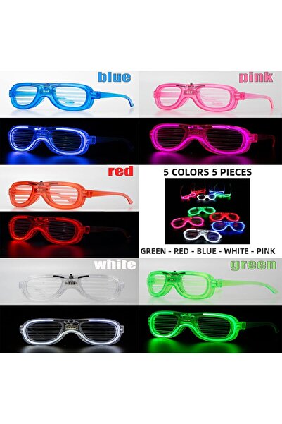 Butik Glow Model Led Lighted Party Glasses 3 Modes 5 Colors 5 Pieces
