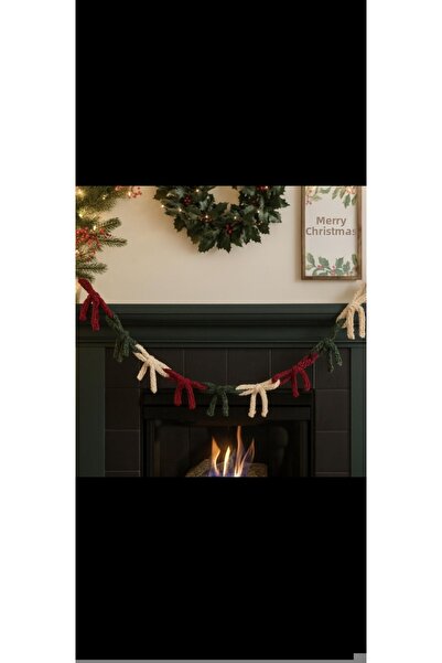 Nympha زينة عيد الميلاد على شكل فيونكة محبوكة يدويًا - زخرفة تزيينية للباب والمدفأة والجدار لديكور عيد الميلاد