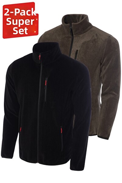 GHASSY CO. 2-Pack Pro Windproof 5-Pocket Outdoor Full Zip Fleece Jacket