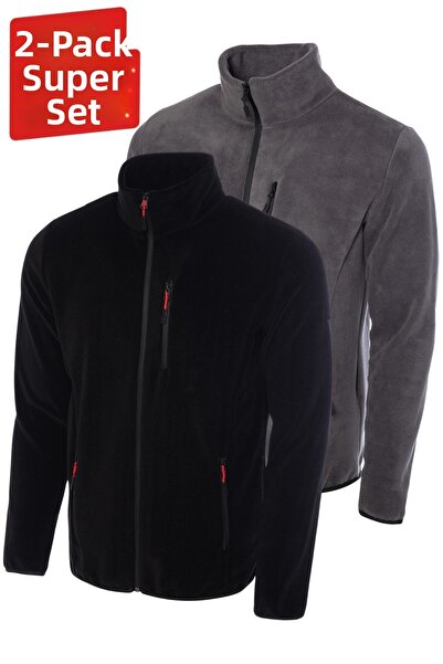 GHASSY CO. 2-Pack Pro Windproof 5-Pocket Outdoor Full Zip Fleece Jacket