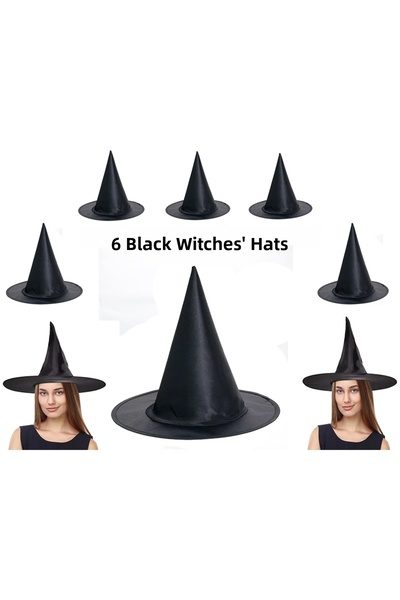 Mustran Μαύρο Χρώμα Γυαλιστερό Καπέλο Μάγισσας Dralon, Συμβατό για Ενήλικες κ...