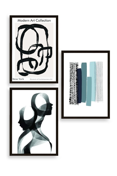 CT STONES Modern Triple Wooden Framed Painting