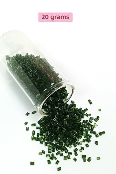 Mestore Mărgele de sticlă tăiate 2mm - 20 grame - Verde închis transparent -B...