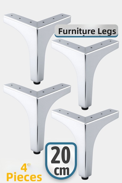 Badem10 Metalon 20 cm 4Pcs Silver Chrome Metal Furniture Leg Modern Sofa Durable Unit Foot Legs