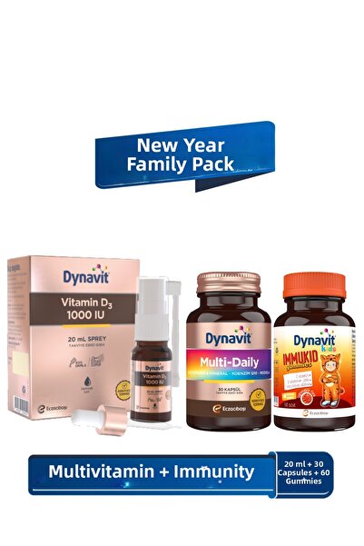 Dynavit Multidaily + Immukid + Vitamin D3 1000 Iu (25Mcg) – New Year Family Pack