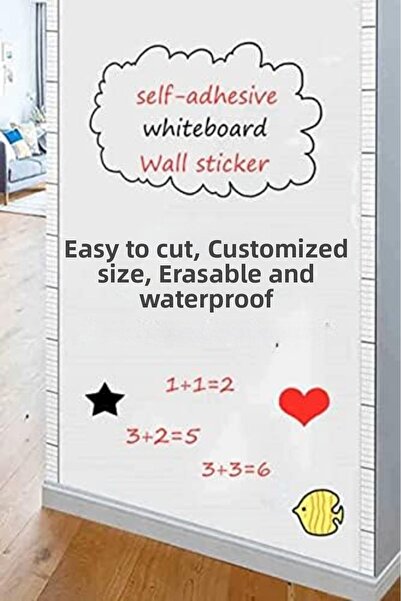 Yıldızan Nzr Beautestore White Self-Adhesive Roll Writing Board Erasable Boar...