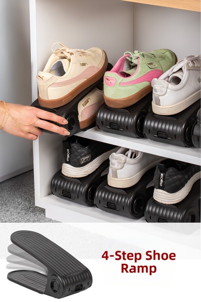 Porsima 5302 Suport pentru pantofi cu 12 piese, organizator de pantofi, organizator de dulap - Negru