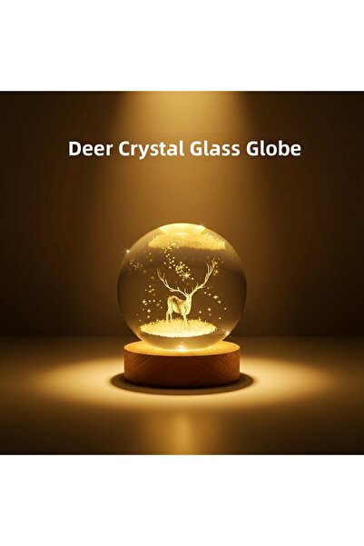 Twin Store Mey Import ®   Deer Themed Crystal Ball Table Night Light with USB...