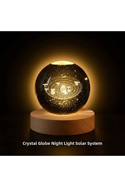 Twin Store Mey Import ®   Led Crystal Globe with Wooden Stand, Engraved Decor...