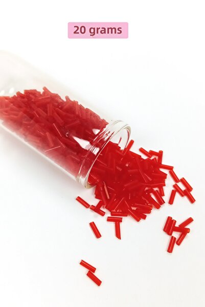 Royaleks 20 de grame de mărgele roșii lungi pentru tăierea tuburilor - Diamet...