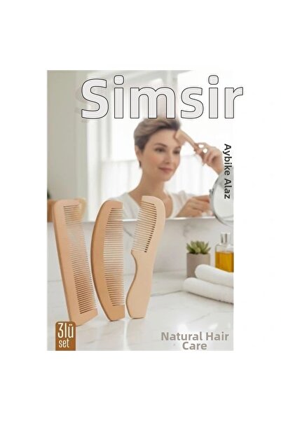 shopwave مجموعة مشط خشبي من خشب البقس الطبيعي مكونة من 3 قطع - 16 سم، مضاد للكهرباء الساكنة، مضاد للقشرة ومصنوع يدويًا