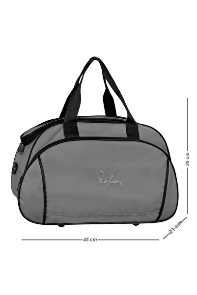 Epilons حقيبة رياضية للسفر مع حزام لليد والكتف - رمادية