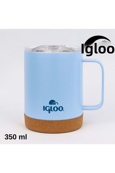 IGLOO كوب فلين 350 مل ترمس كوب زجاجة ماء أزرق