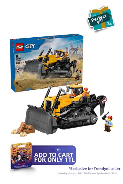LEGO City Yellow Bulldozer 60466 - Креативен конструктор за деца на възраст 8+ (682P)