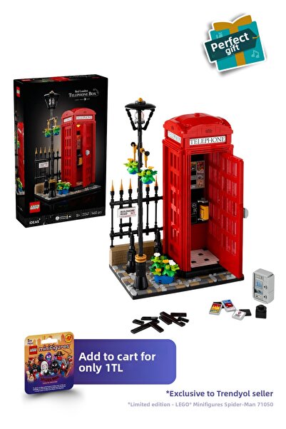 LEGO ®   آيدياز - نموذج صالة هاتف لندن الحمراء 21347 - مجموعة بناء نموذجية قابلة للجمع (1460 قطعة)