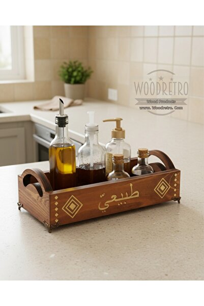 woodretro منظم خشبي طبيعي بنقوش عرقية منحوتة بالليزر مع تفاصيل من الأكريليك ا...