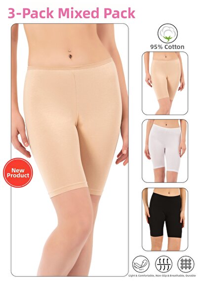 ÖZKAN underwear Özkan 0413 3-pack نسائي 95% قطن ليكرا جيرسي قماش مفرد مختلط الألوان مرن مريح ناعم للركبة