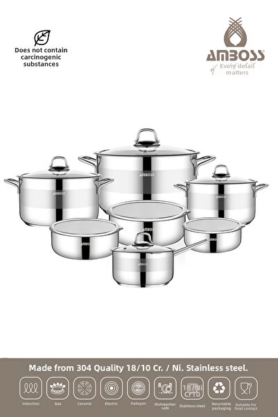 Amboss طقم وعاء تخزين إبريق الحليب من الفولاذ المقاوم للصدأ مكون من 14 قطعة من بيلا متوافق مع جميع المواقد