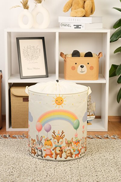 PH Prendi Home لعبة رقص لطيفة مطبوعة على شكل حيوان - منظم شبكي وقابل للطي، متعدد الأغراض، سلة متسخة 37x40