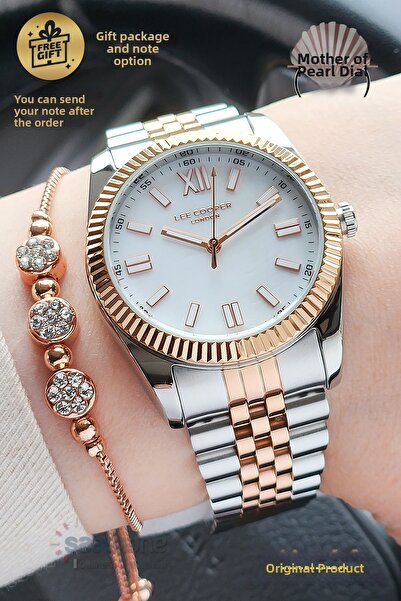 Lee Cooper Original Bracelet Gift Dial Silver Rose White Steel Women's Wristwatch