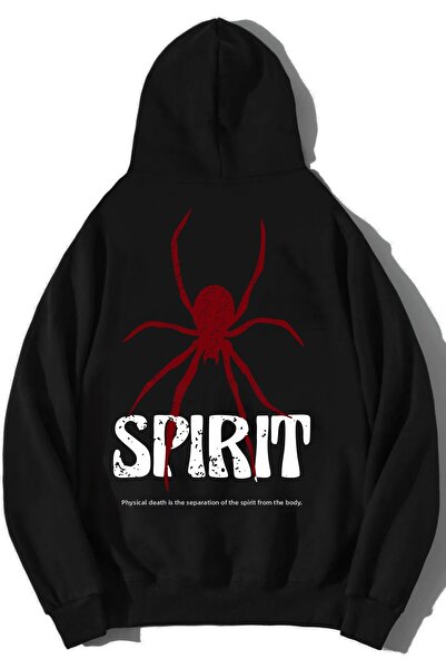 DEEPSENCE سويت شيرت بقلنسوة أسود للجنسين من SPRIT - مطبوع من الخلف