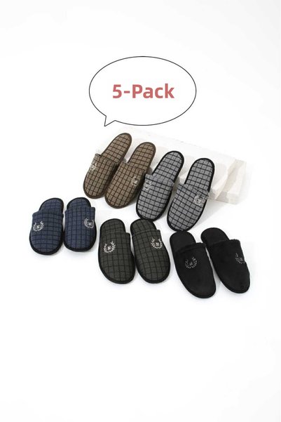 Moda Devrin Pack of 5 M Winter Slippers Home Slippers Dowry Bundle Set Guest Slippers