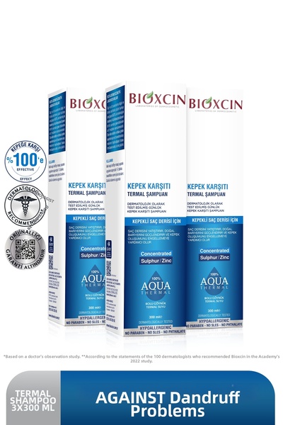 Bioxcin Aqua Thermal Anti-Dandruff Shampoo 300 ml Set of 3