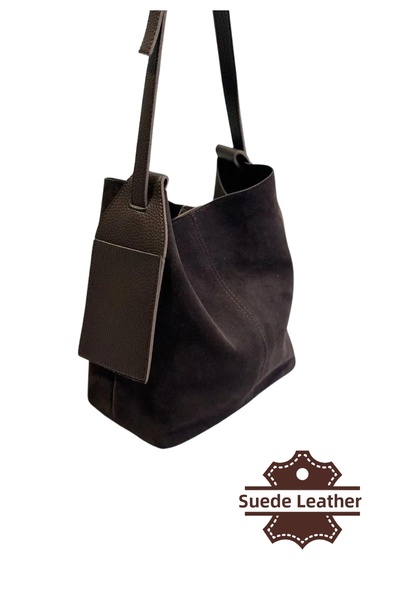 galetist Geantă tote damă din piele de căprioară autentică