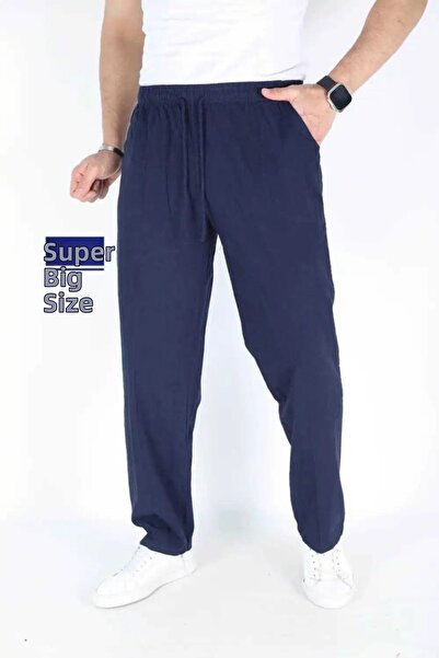 BEYAZTOPTAN بنطال رياضي من القطن المريح باللون الأزرق الداكن للجنسين