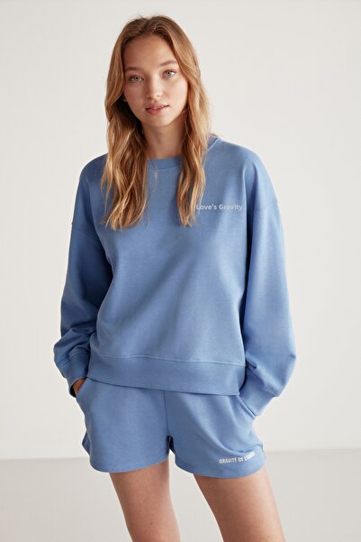 GRIMELANGE Γυναικείο μπλουζάκι Jennıfer από οργανικό βαμβάκι με κέντημα με στρογγυλή λαιμόκοψη