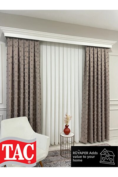 Taç Rüyaper Mink Color Pompon Puffy Background завеса 1/3 TIGHT