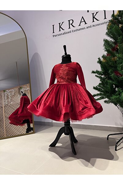 İkrabutikbursa Rochie de Crăciun din catifea roșie