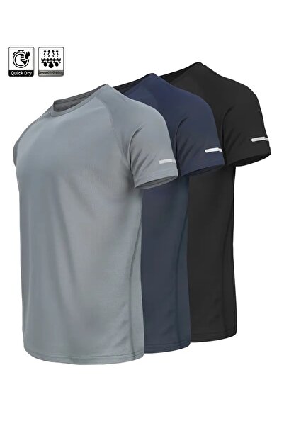 pandy تي شيرت رياضي بأداء فني رياضي مكون من 3 قطع مع ميزات سريعة الجفاف