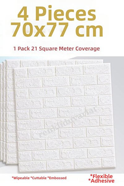 Renkli Duvarlar Panou de cărămidă 3d Grosime 70x77 4 bucăți Adeziv Panou decorativ flexibil pentru acoperirea peretelui