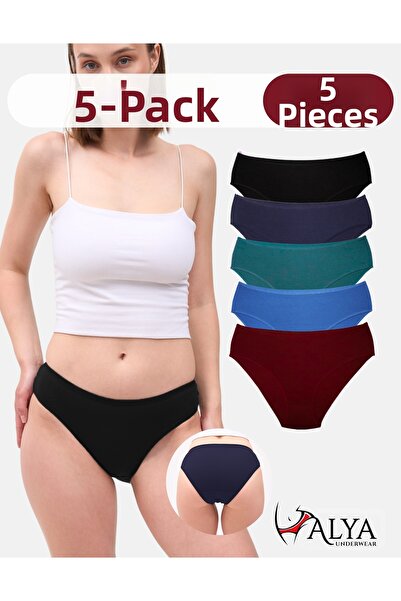 ALYA UNDERWEAR Γυναικεία βαμβακερά εσώρουχα - Συμπεριλαμβάνονται και μεγάλα μεγέθη - Πολύχρωμα - Πακέτο 5 τεμαχίων