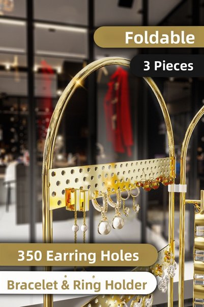 Bino Organizer Jewelry Makeup Organizer Makeup Box Decorative Oval Jewelry Stand Necklace Ring Earring Rack