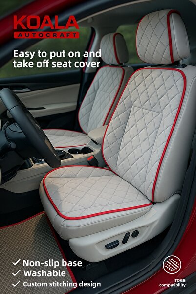 KoalaOtoTekstil مجموعة وسائد مقعد السيارة لتقويم العظام متوافقة مع جميع المرك...