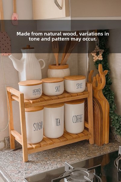 Moola Natural Wood 2-Tier Bathroom Shelf, Countertop Organizer, Towel & Cosmetic Organizer Shelf