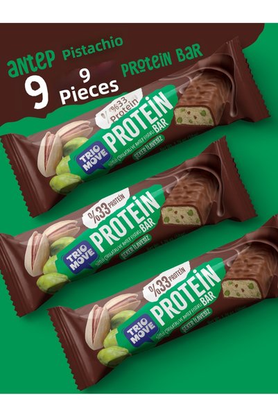 TrioMove 50 Grams Protein Bar - Pistachio 33% Protein, 50 g X 9 Pieces Trio Move