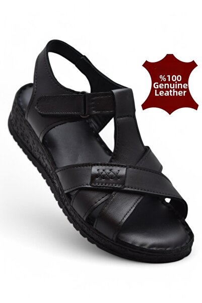 ISPARTALILAR 203 FULL ORTOPEDIC Sandale de damă din piele naturală cu toc cu talpă cu gel Sandale din piele pentru femei