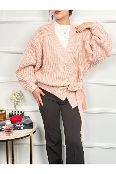 RACE FASHİON Women's Tie Detailed Knitwear Cardigan Rc8204