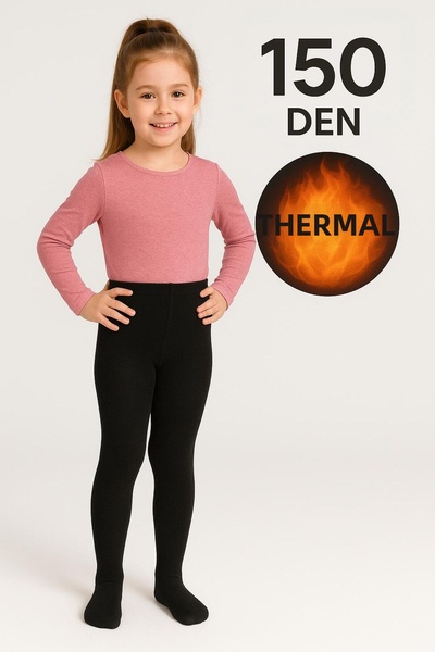 DÜVEN Черни топли термо чорапогащи за момиче - Термо детски чорапогащи