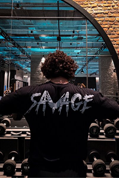 Liber تيشيرت سافاج - 100% قطن قصة فضفاضة (أسود)