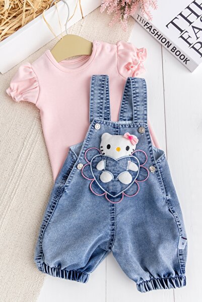 Babymod طقم بذلة صيفية من قماش الدنيم منقوشة على شكل قلب من Toy Cat